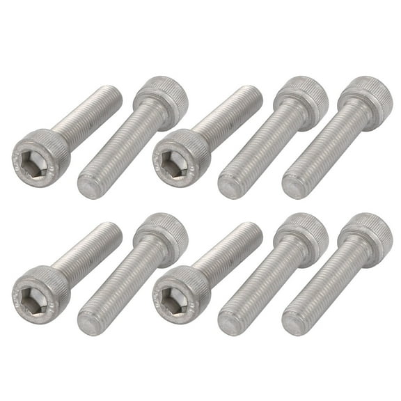 Unique Bargains M6x25mm 0.75mm Pitch 304 Stainless Steel Hex Socket Head Cap Screws Bolts 10pcs