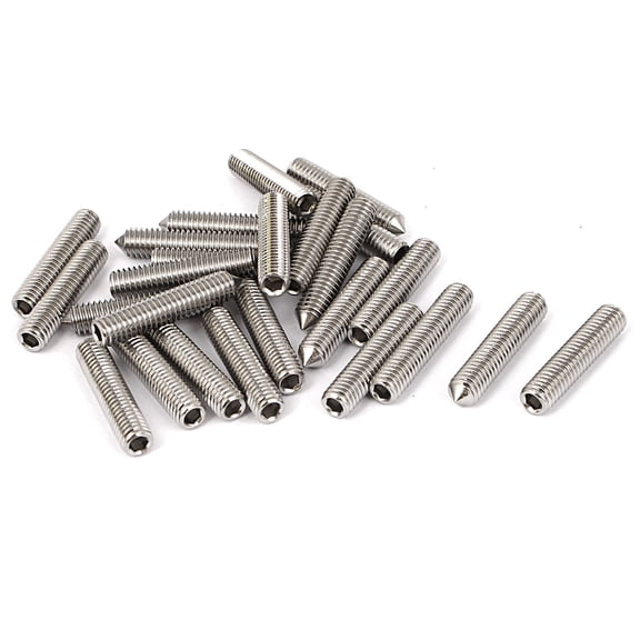 Unique Bargains M6x30mm Stainless Steel Cone Point Grub Screws Hex Socket Set Screw 25pcs