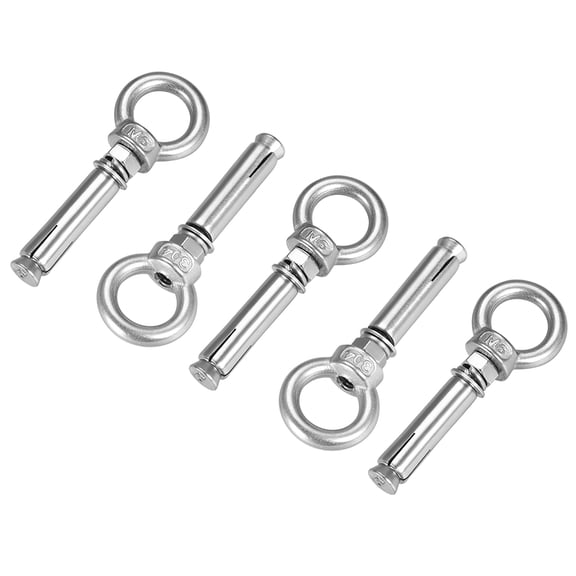 Unique Bargains M6x50 Expansion Eyebolt Screw Eye Nuts with Ring Raw Bolts 5pcs