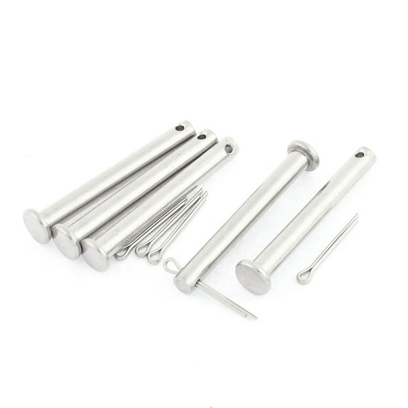 Unique Bargains M6x50mm Flat Head 304 Stainless Steel Clevis Pins 5 Sets