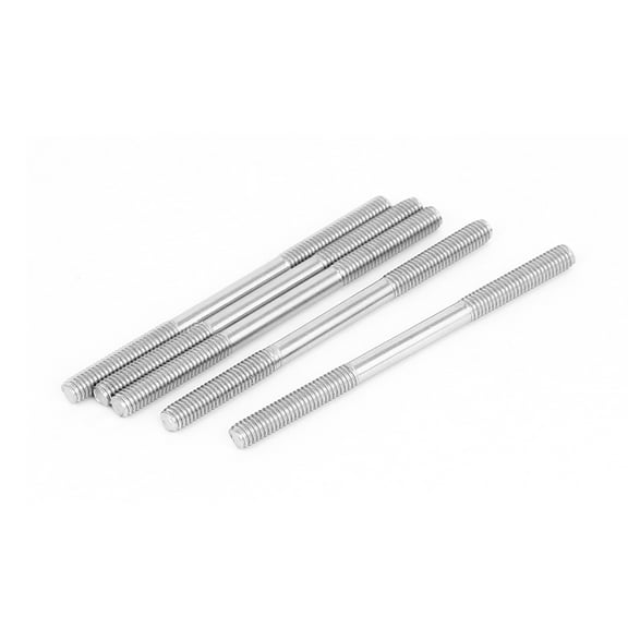 Unique Bargains M6x90mm 304 Stainless Steel Double End Threaded Stud Screw Bolt Silver Tone (5-pack)