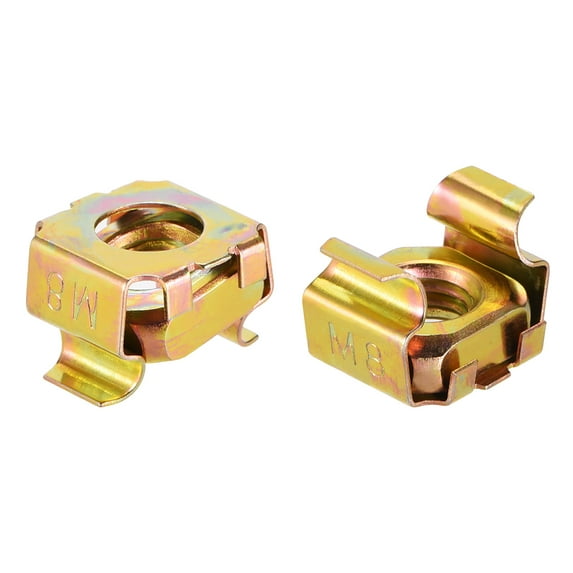 Unique Bargains M8 Cage Nuts for Server Rack Furniture Carbon Steel Yellow Zinc Plated 20Pcs