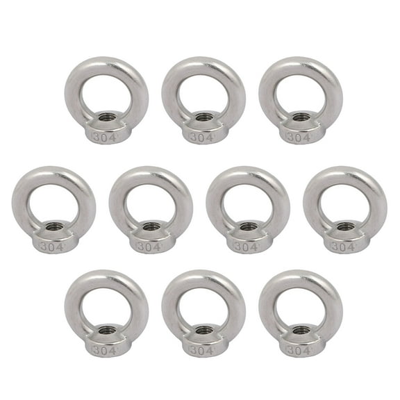 Unique Bargains M8 Female Thread 304 Stainless Steel Ring Shaped Lifting Eye Nut 10Pcs