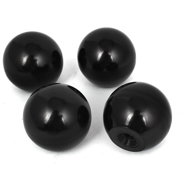 Unique Bargains M8 Female Thread Furniture Plastic Ball Knob Pull Handle Black 4Pcs
