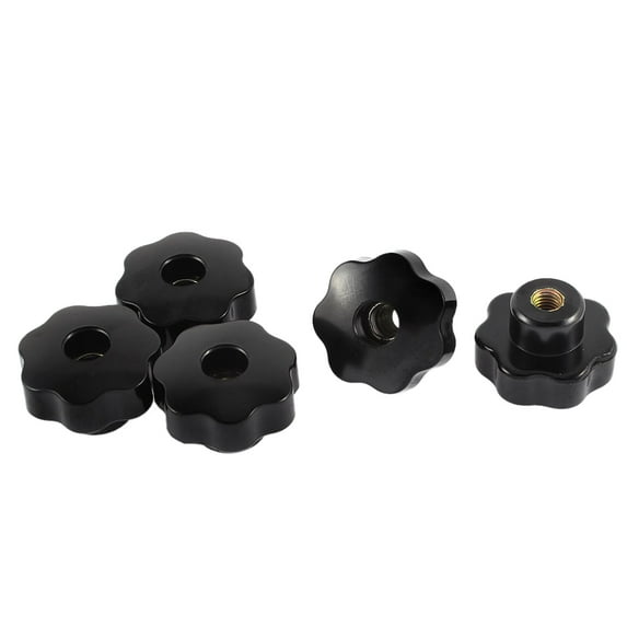 Unique Bargains M8 Female Thread Plastic Head Screw On Clamping Nuts Knob Grip Black 5 Pcs