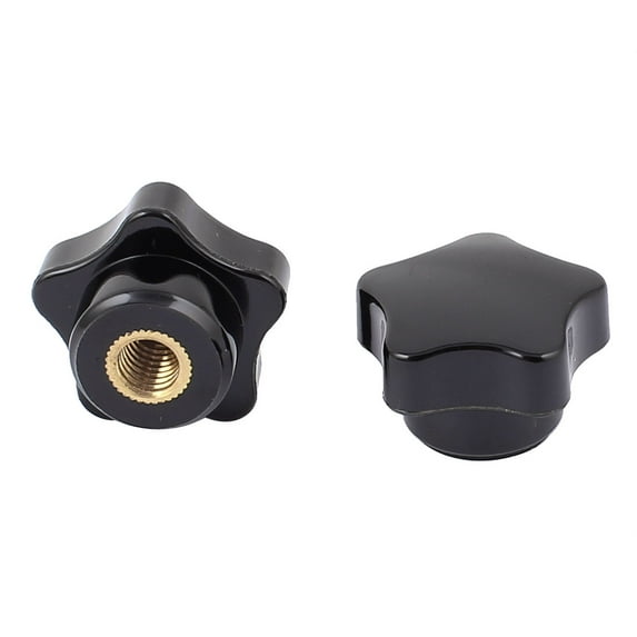Unique Bargains M8 Female Threaded Black Plastic Star Head Screw on Type Clamping Nuts Knob 2pcs