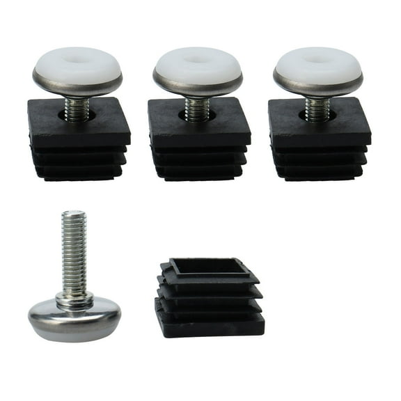 Unique Bargains M8 Leveling Feet 30 x 30mm Square Tube Inserts Kit Furniture Glide Adjustable Leveler Legs 4 Sets