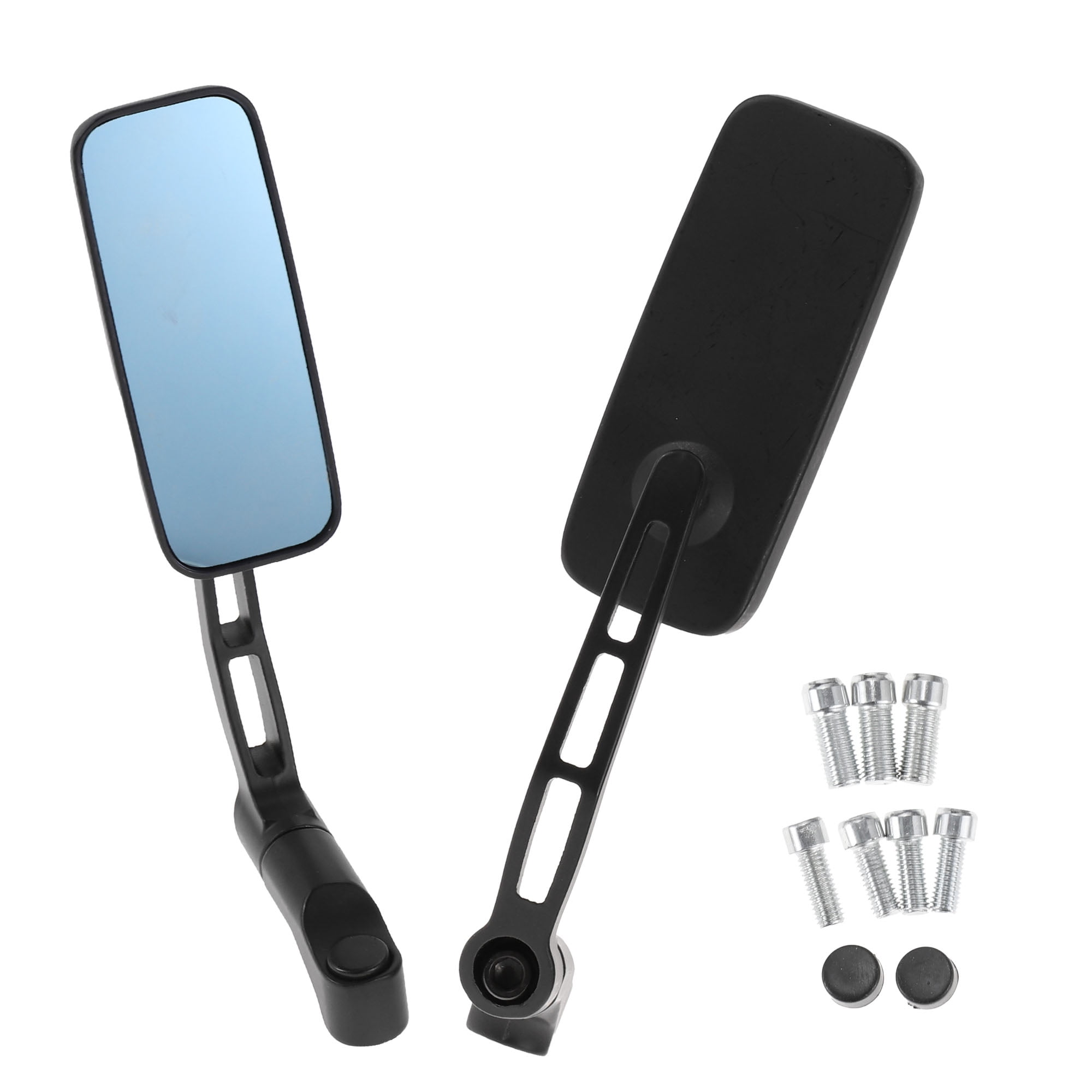 Unique Bargains M8/M10 Motorcycle Rear View Mirrors Bar End Side Mirrors Mount Adjustable Black Aluminum Alloy Plastic Square Shape