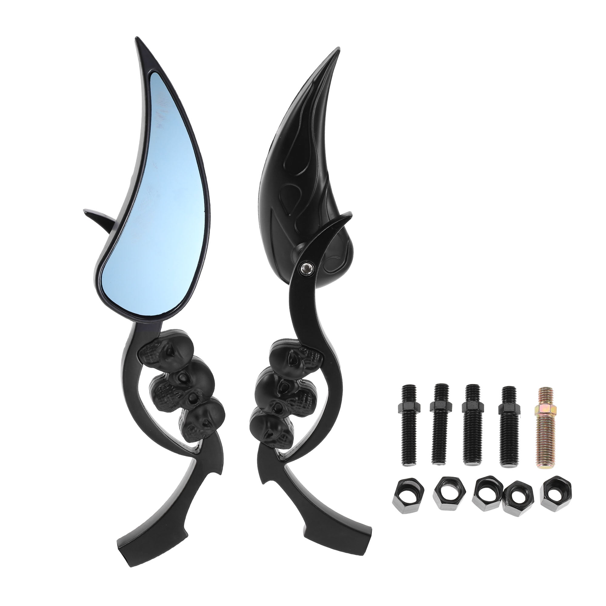 Unique Bargains M8/M10 Motorcycle Rear View Mirrors Bar End Side Mirrors Mount Adjustable Black Aluminum Alloy Teardrop Shape