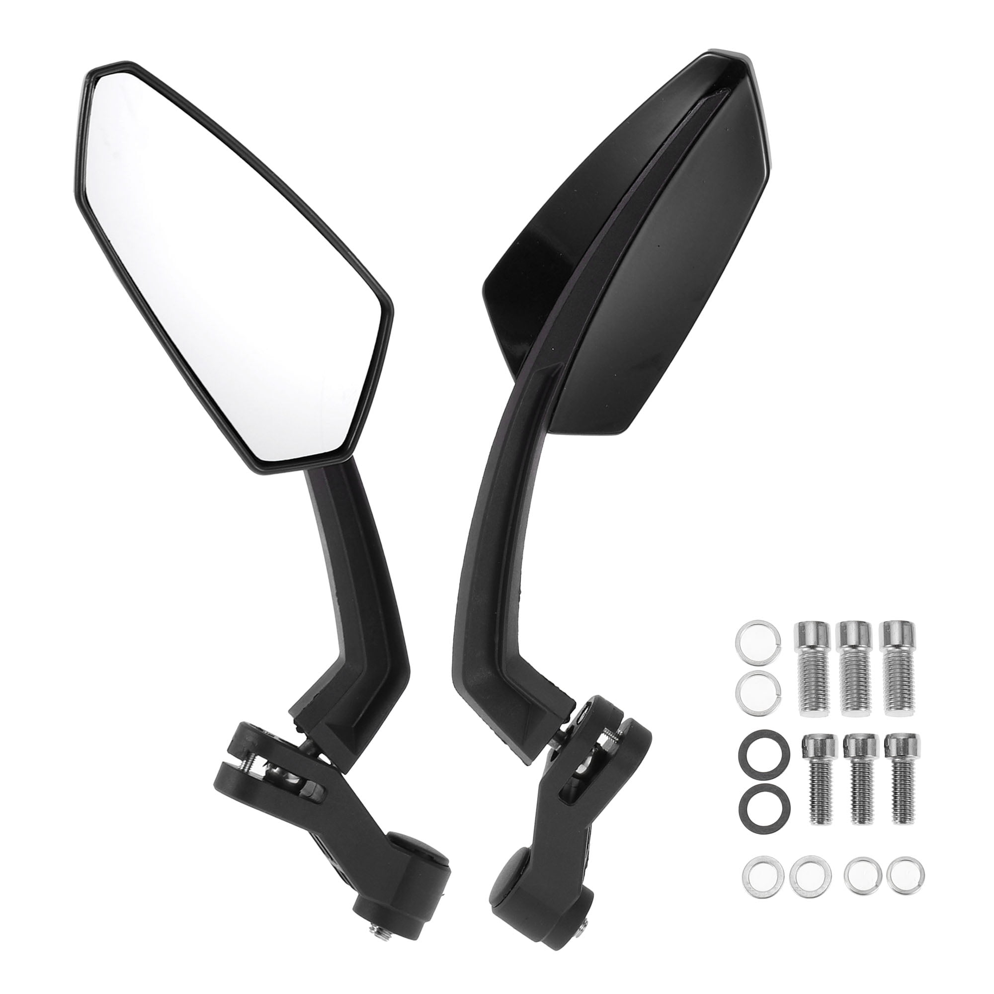 Unique Bargains M8/M10 Motorcycle Rear View Mirrors Bar End Side Mirrors Mount Adjustable Black Plastic Prismatic Shape