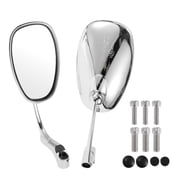 Unique Bargains M8/M10 Motorcycle Rear View Mirrors Bar End Side Mirrors Mount Adjustable Chrome Silver Tone Aluminum Alloy Oval Shape