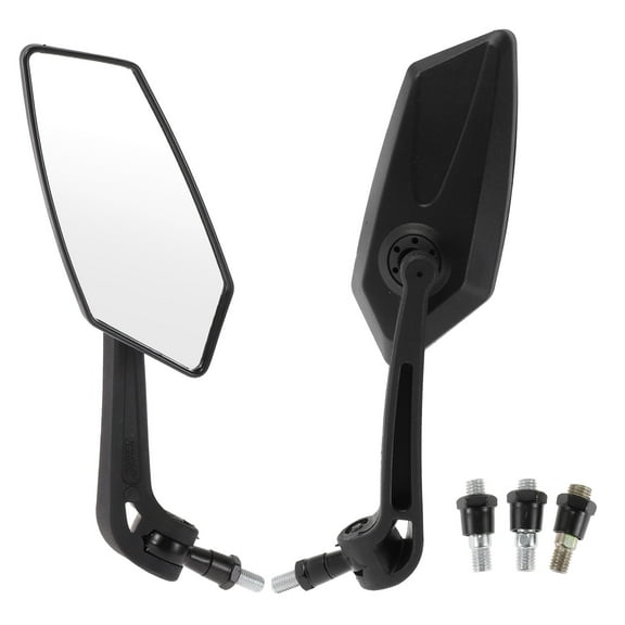 Unique Bargains M8 Motorcycle Rear View Mirrors Bar End Side Mirrors Mount Adjustable Black Plastic Prismatic Shape