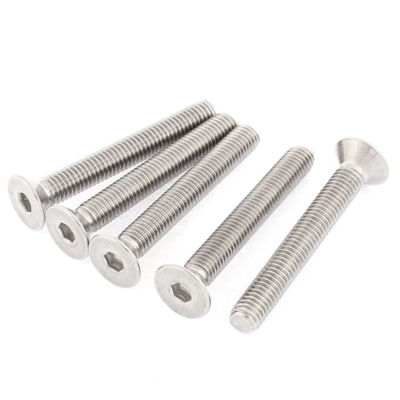 Unique Bargains M8 Stainless Steel Hex Socket Countersunk Flat Head Screws Bolt 60mm Long 5pcs