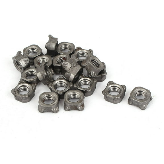 Unique Bargains M8 x 1.25mm Female Thread Carbon Steel Square Weld Nuts Gray 20Pcs