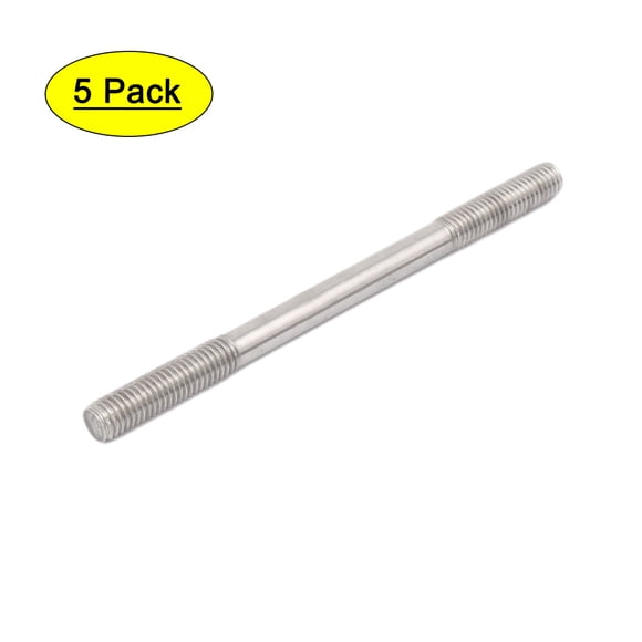 Unique Bargains M8 x 120mm Tight Adjustable Push Double End Thread Stud Teeth Rod 5pcs