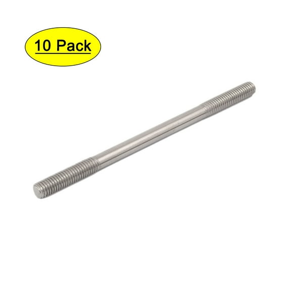 Unique Bargains M8 x 130mm Tight Adjustable Push Double End Thread Stud Teeth Rod 10pcs