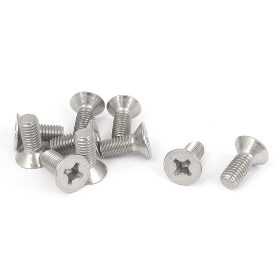 Unique Bargains M8 x 20mm Metric Flat Head Countersunk Bolts Machine Screws 10Pcs 304 Stainless Steel