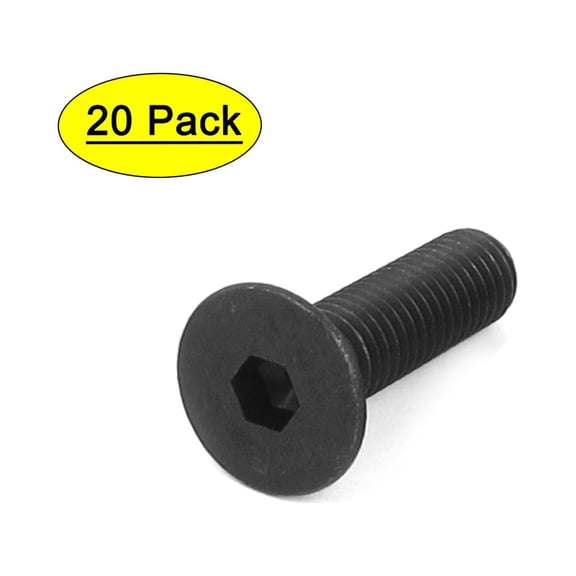 Unique Bargains M8 x 30mm Metric Hex Socket Countersunk Flat Head Screw Bolts Black 20PCS