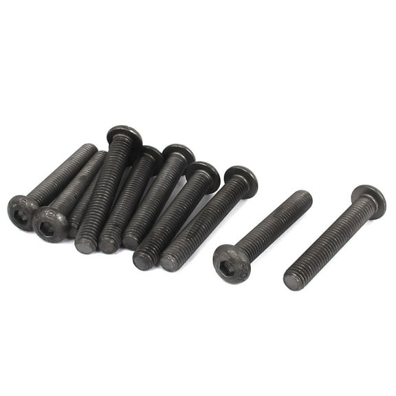 Unique Bargains M8 x 50mm 1.25mm Pitch Alloy Steel Hex Socket Button Head Screw Bolt Black 10pcs