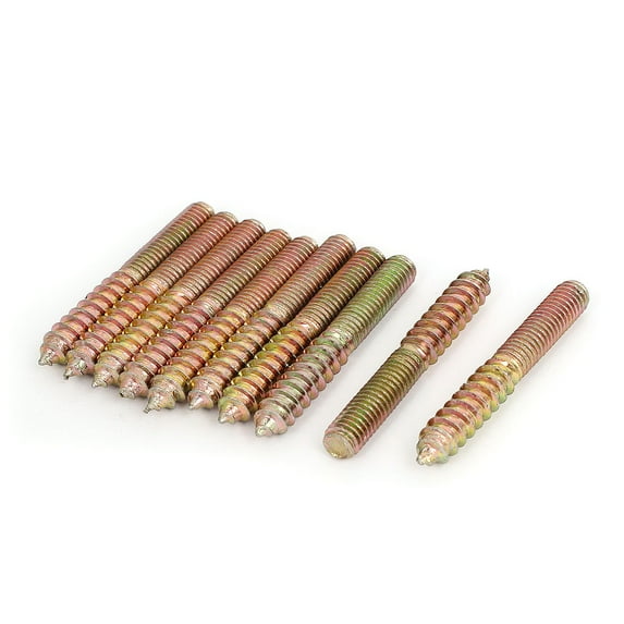 Unique Bargains M8 x 59mm Double Ended Threaded Self Tapping Wood Screw Rod Bar Bolt Stud 10Pcs