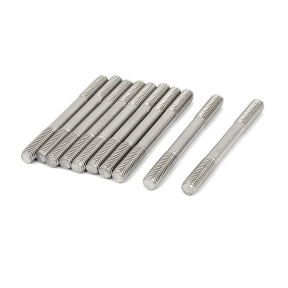 Unique Bargains M8 x 80mm Tight Adjustable Push Rod Double End Thread Stud Silver Tone 10pcs