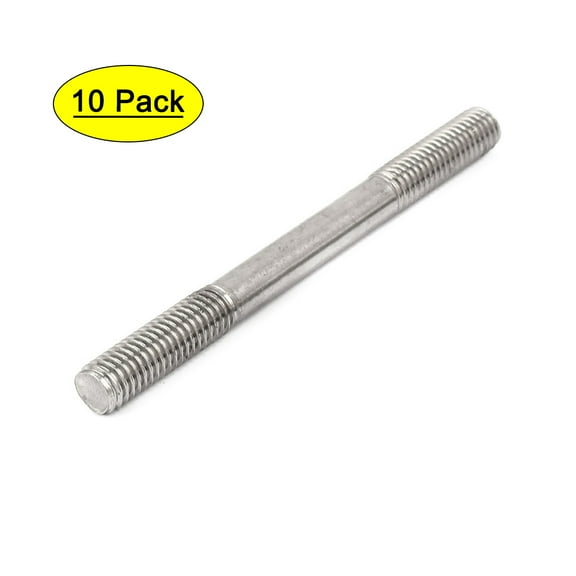 Unique Bargains M8 x 90mm Tight Adjustable Push Rod Double End Thread Stud Silver Tone 10pcs