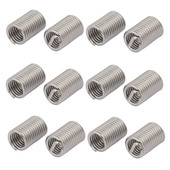 Unique Bargains M8x1.25mmx20mm 304 Stainless Steel Helical Coil Wire Thread Insert 12Pcs