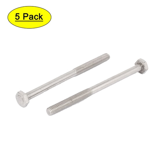 Unique Bargains M8x110mm Hex Head Metal Screw Threaded Bolt 5pcs