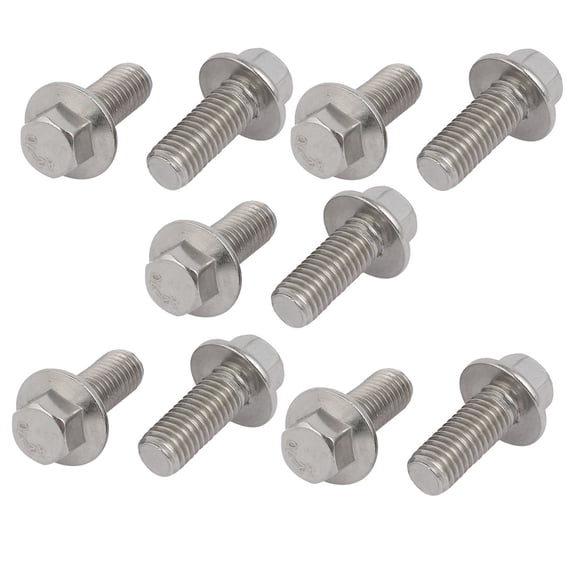 Unique Bargains M8x20mm Thread 304 Stainless Steel Metric Hex Head Flange Screws Bolt 10pcs
