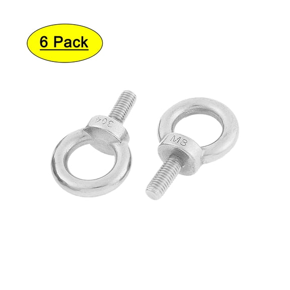 Unique Bargains M8x20mm Thread Machinery Shoulder Lifting Rigging Eye Bolts 6pcs
