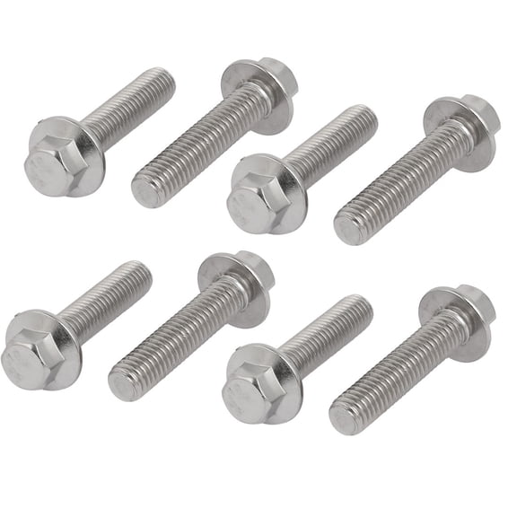 Unique Bargains M8x35mm Thread 304 Stainless Steel Metric Hex Head Flange Screws Bolt 8pcs