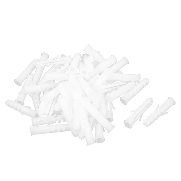 Unique Bargains M8x40mm Plastic Expansion Nail Wall Screw White 50Pcs