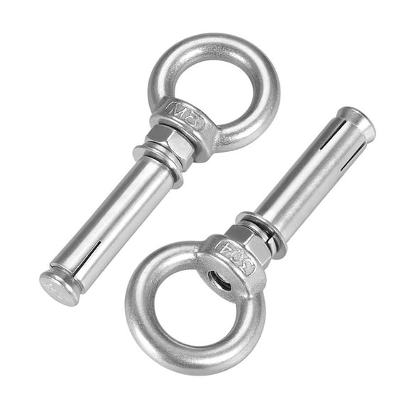 Unique Bargains M8x60 Expansion Eyebolt Screw Eye Nuts with Ring Raw Bolts 2pcs