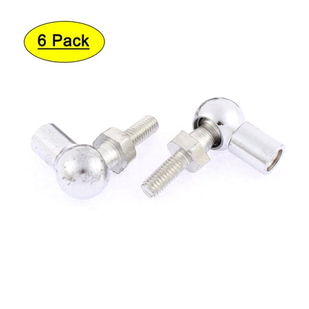 Unique Bargains 6mm Male 8mm Female Thread L Shape Ball Joint Rod End Bearing Silver Tone 6pcs