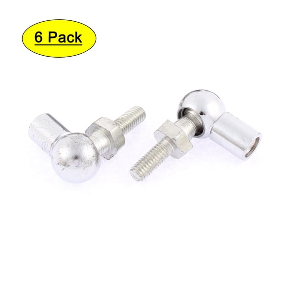 Unique Bargains 6mm Male 8mm Female Thread L Shape Ball Joint Rod End Bearing Silver Tone 6pcs