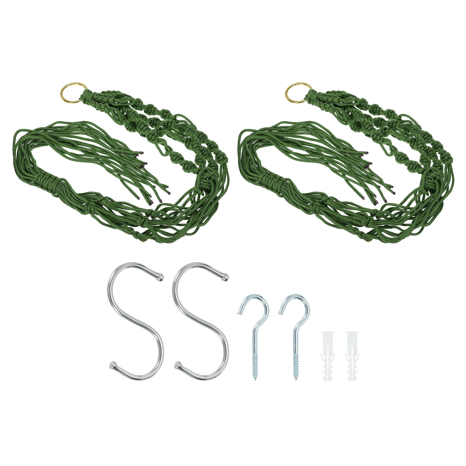 Unique Bargains Macrame Hanging Planter Plant Holders for Indoor Decor Dark Green