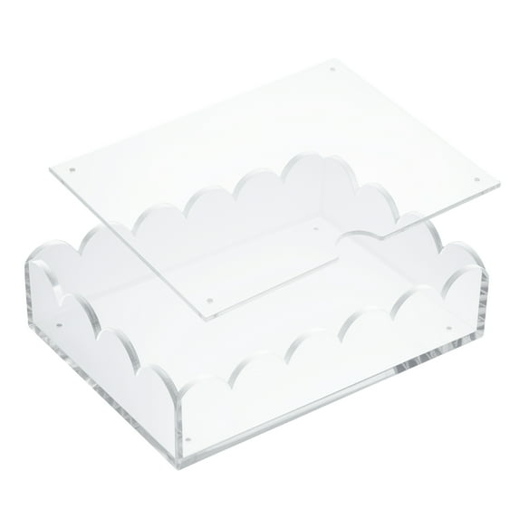Unique Bargains Magnetic Acrylic Tray Scalloped Design Versatile Organizer and Display Holder Clear Rectangle