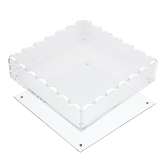 Unique Bargains Magnetic Acrylic Tray Scalloped Design Versatile Organizer and Display Holder Clear Square