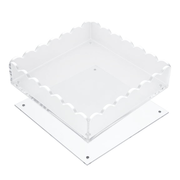 Unique Bargains Magnetic Acrylic Tray Scalloped Design Versatile Organizer and Display Holder Clear Square