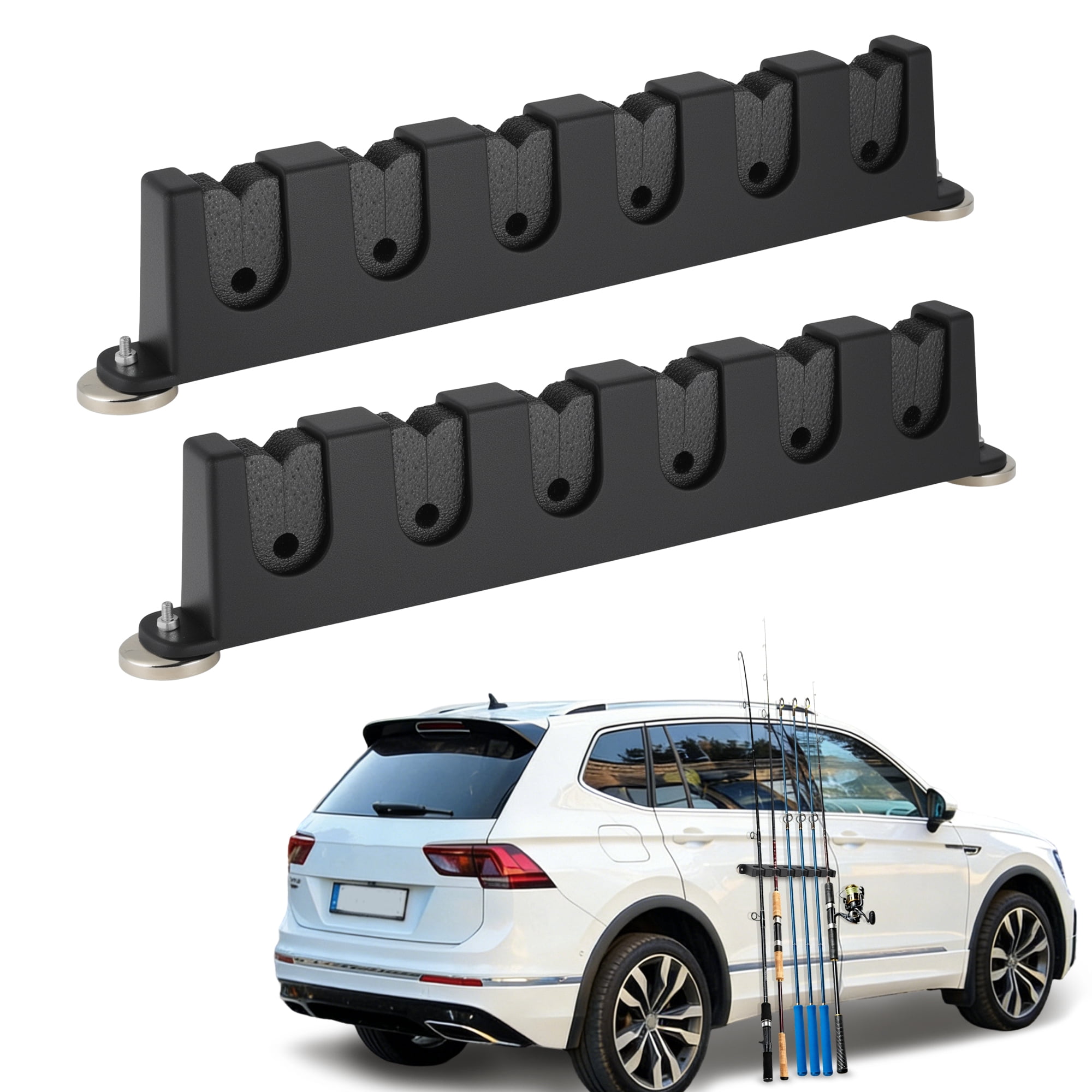 Unique Bargains Magnetic Fishing Rod Holder for Car Black + Dark Grey 6 Rods 2 Pcs