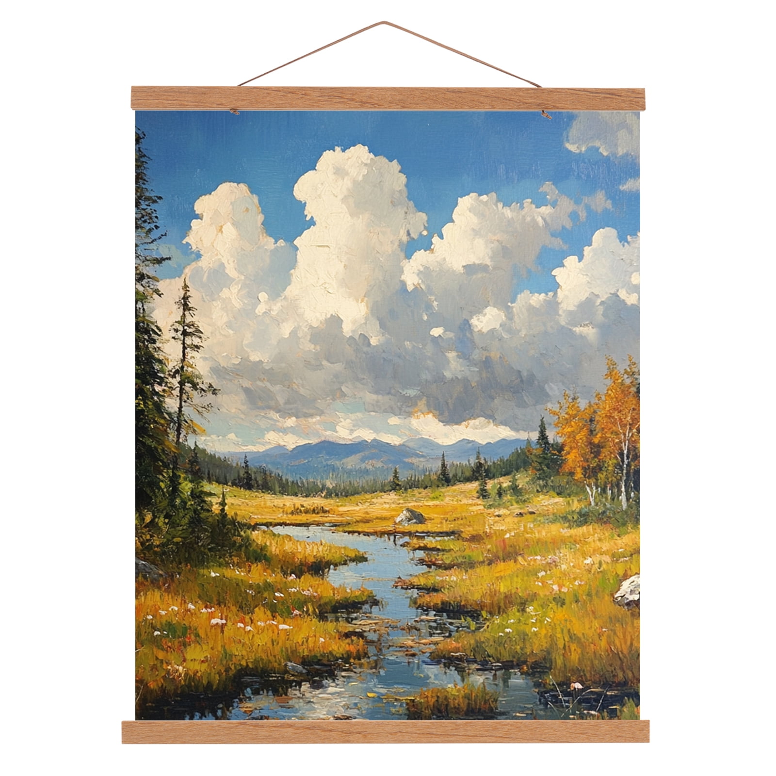 Unique Bargains Magnetic Poster Hanger Wooden Magnet Frames for Pictures 24 Inch Brown