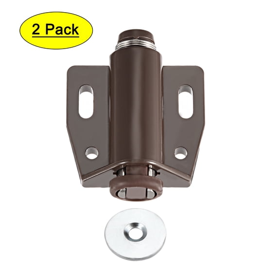 Unique Bargains Magnetic Touch Catch Latch Closures Nylon Brown for Furniture Door Shutter 2Pcs