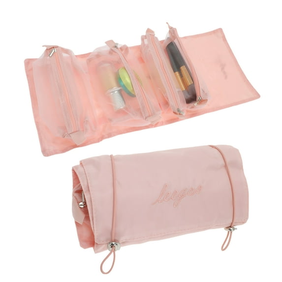 Unique Bargains Makeup Bag 4 in 1 Detachable Travel Cosmetic Bag for Women Toiletry Bag Waterproof and Durable Make Up Bag with Multiple Compartments Pink