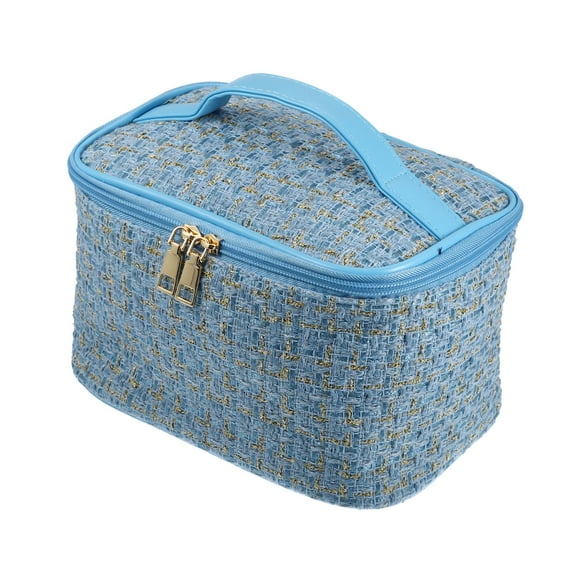 Unique Bargains Floral Makeup Bag Zipper Flower Cosmetic Pouch Blue