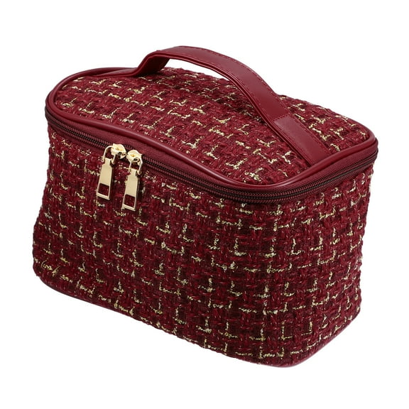 Unique Bargains Floral Makeup Bag Zipper Flower Cosmetic Pouch Red