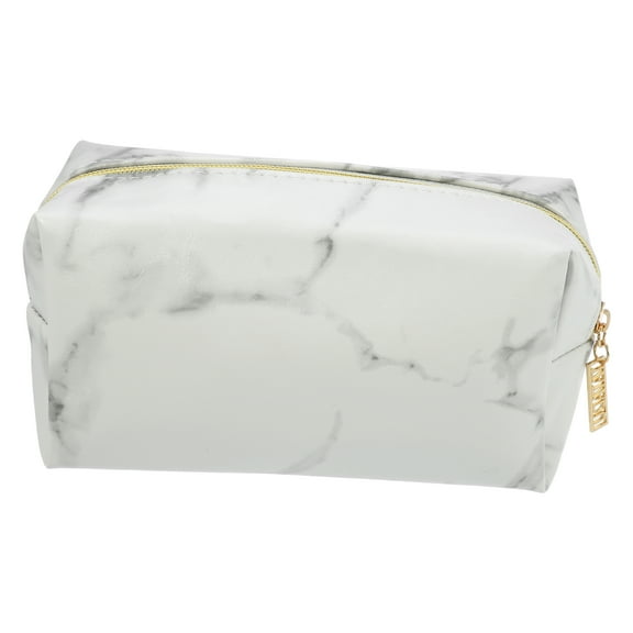 Unique Bargains Makeup Bag Marble Cosmetic Travel Bag Make Up Brush Organizer Bag Storage for Women White Gray 7"x3"x4"