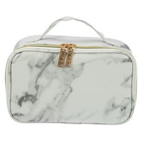 Unique Bargains Makeup Bag Marble Cosmetic Travel Bag Make Up Brush Organizer Bag Storage for Women White Gray 8"x5"x4"