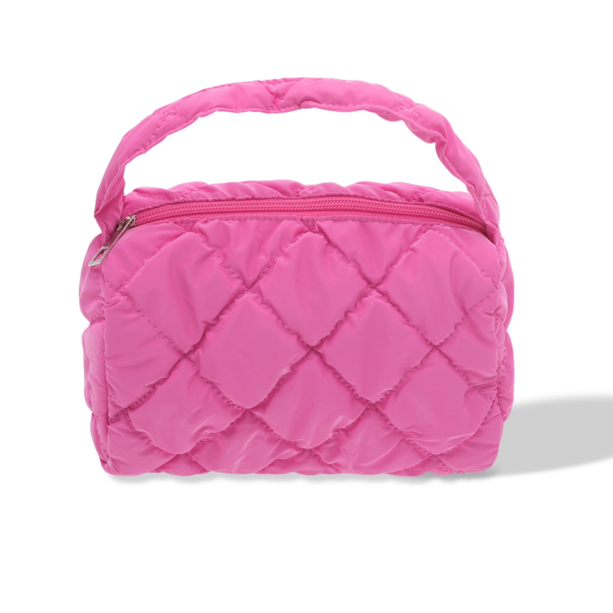 Unique Bargains Makeup Bag, Quilted Cosmetic Organizer, Travel Pouch for Women, Rose Red