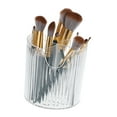 thumbnail image 1 of Unique Bargains Makeup Brush Cup 4 Slot Makeup Brush Holder for Vanity for Bathroom Countertops Clear White, 1 of 6