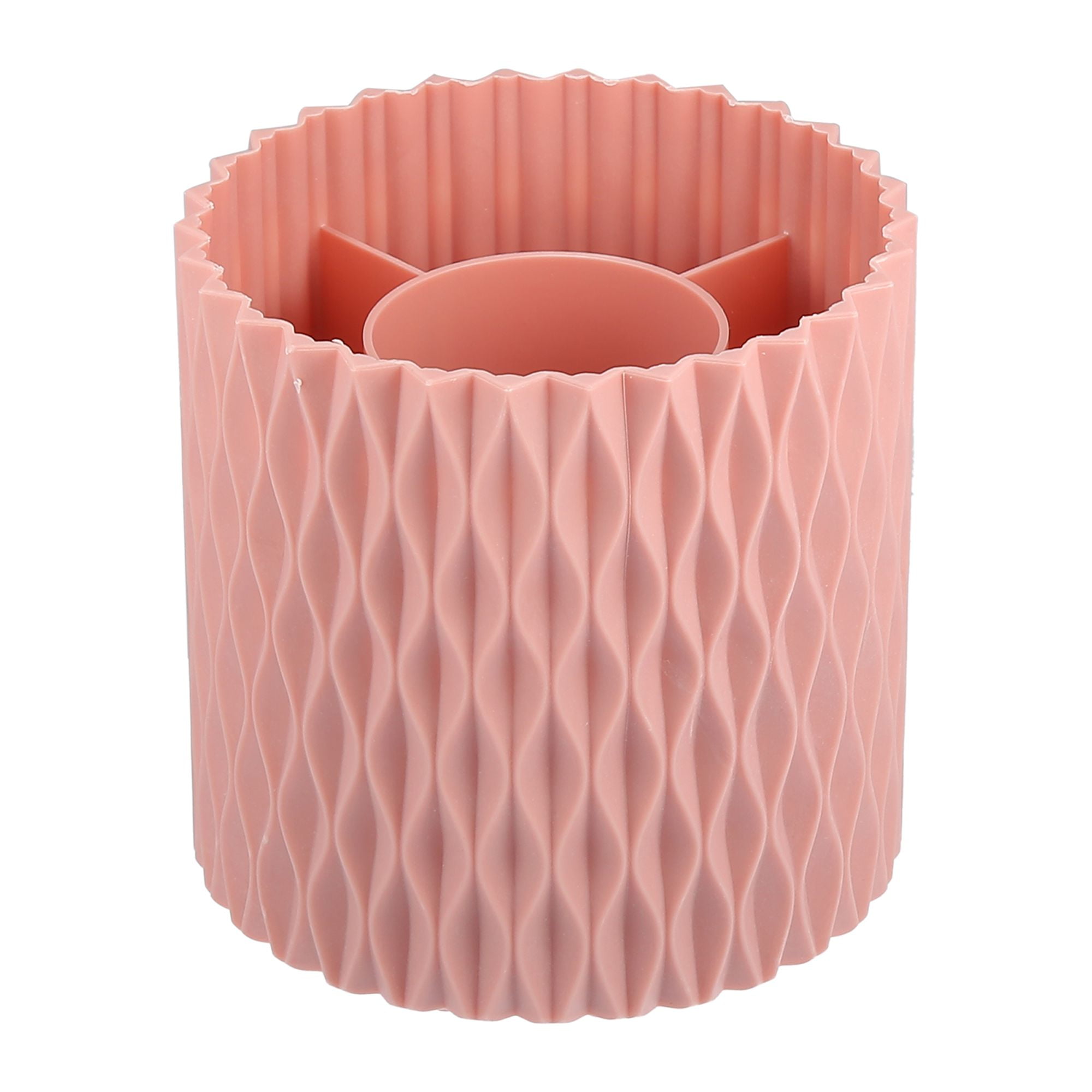 Unique Bargains Makeup Brush Holder Organize 360° Rotating Makeup Organizer for Vanity pink